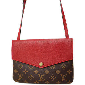 Louis Vuitton Monogram Leather Brown Twice Shoulder Bag